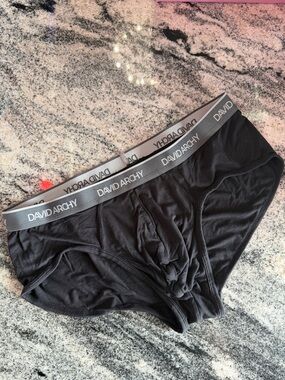 David Archy Men’s Black Briefs with Gray Branded Waistband
